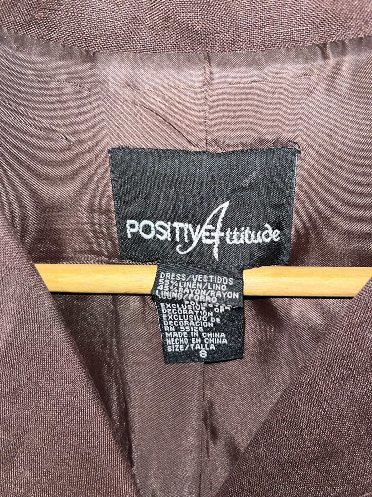 Positive attitude chocolate brown women’s maxi sheath dress size 8 linen blend