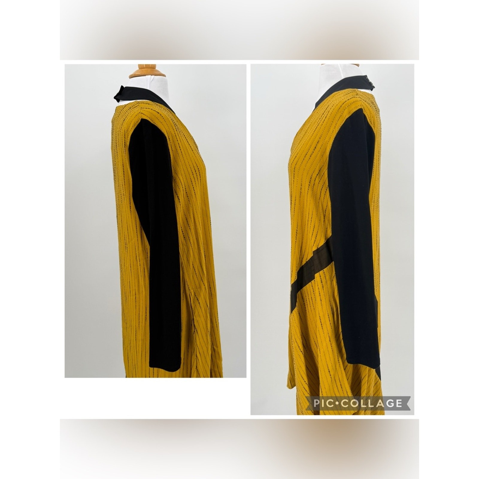 LUUKAA Lagenlook Asymmetrical Dress Size 10 Yellow Stripe Artsy Avant Garde NEW