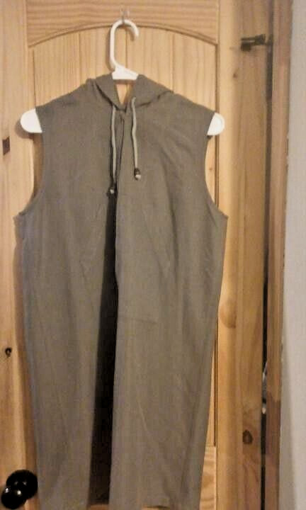 HSZ Studio Army Green Sleeveless hooded Overall Jumper Dress with 3/4 front Zip