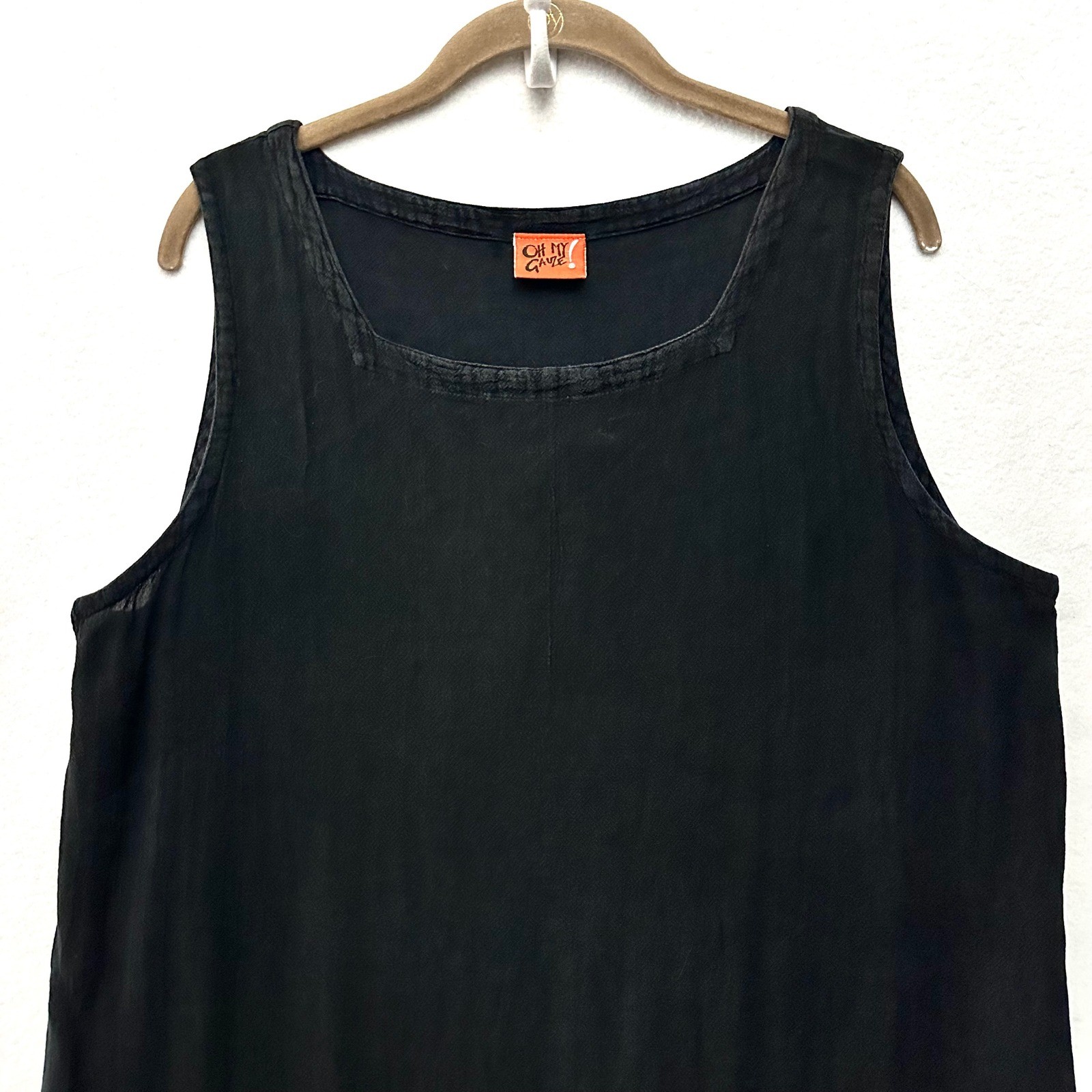 Oh My Gauze Tiered Black Sleeveless Asymmetric Layered Maxi Dress Size 2 L XL