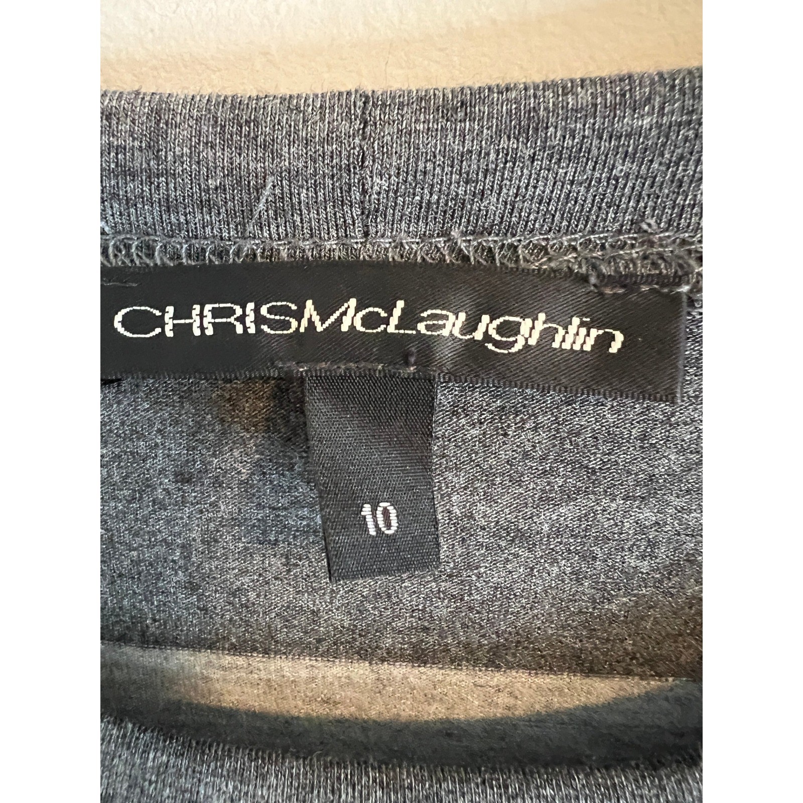 Chris McLaughlin Womens Striped Long Sleeve Knit Dress Gray Yellow Size 10 NEW