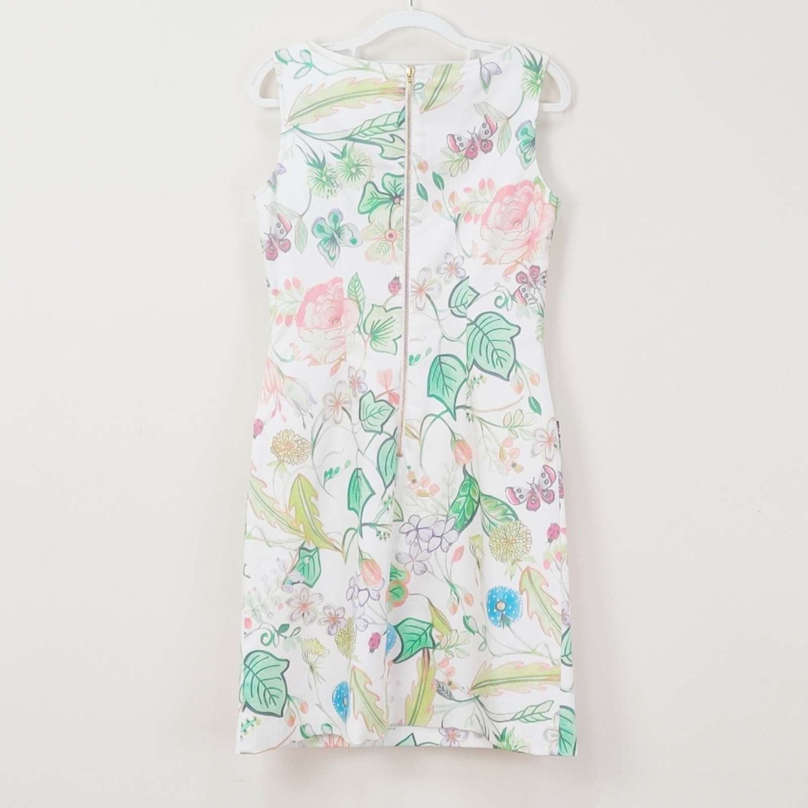 Sara Campbell Sleeveless Floral Sheath Dress Botanical Made In USA Size 2 Cotton