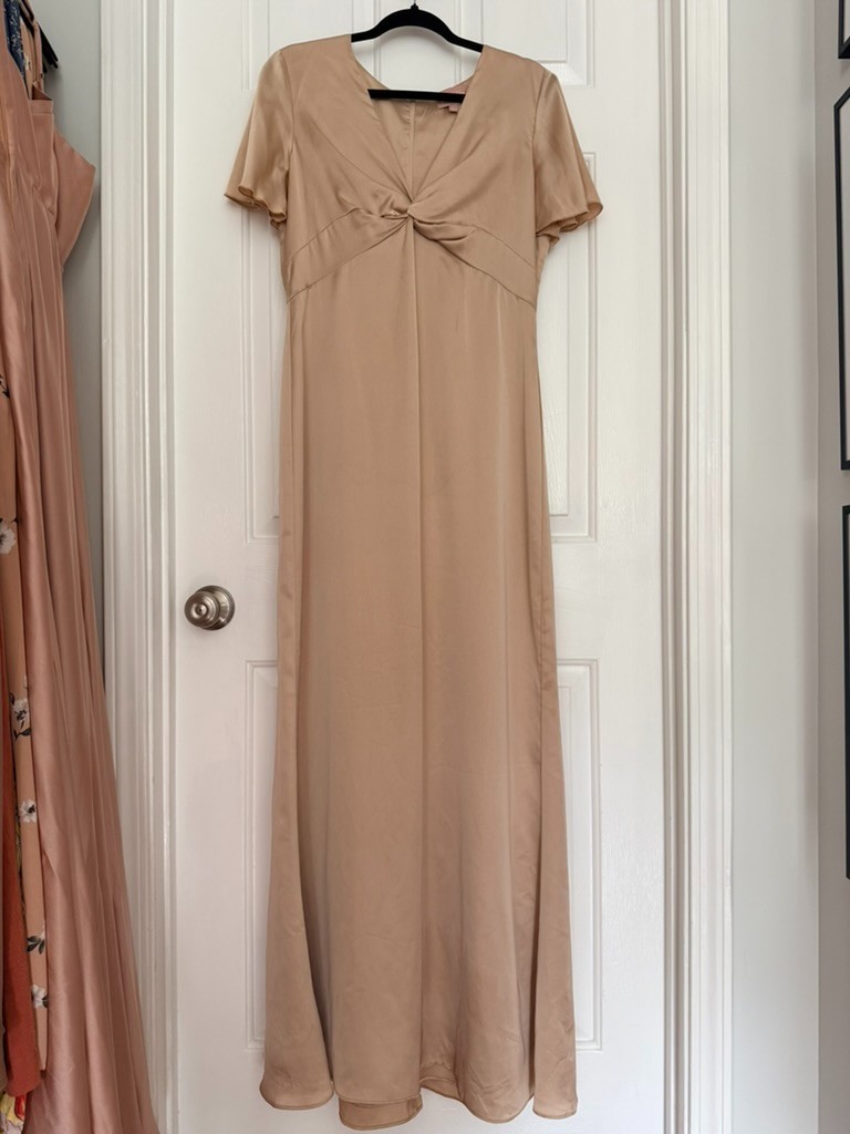 Show Me Your Mumu Rome Twist Bridesmaid Maxi Dress Large Champagne Luxe Satin