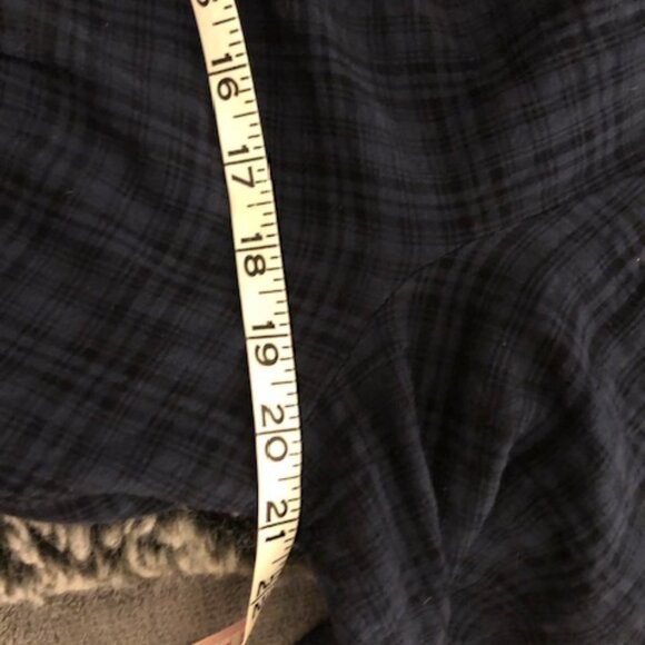 (New) Frye & Co. Navy Blue Plaid Cotton Rayon Button Front Prairie Dress Medium