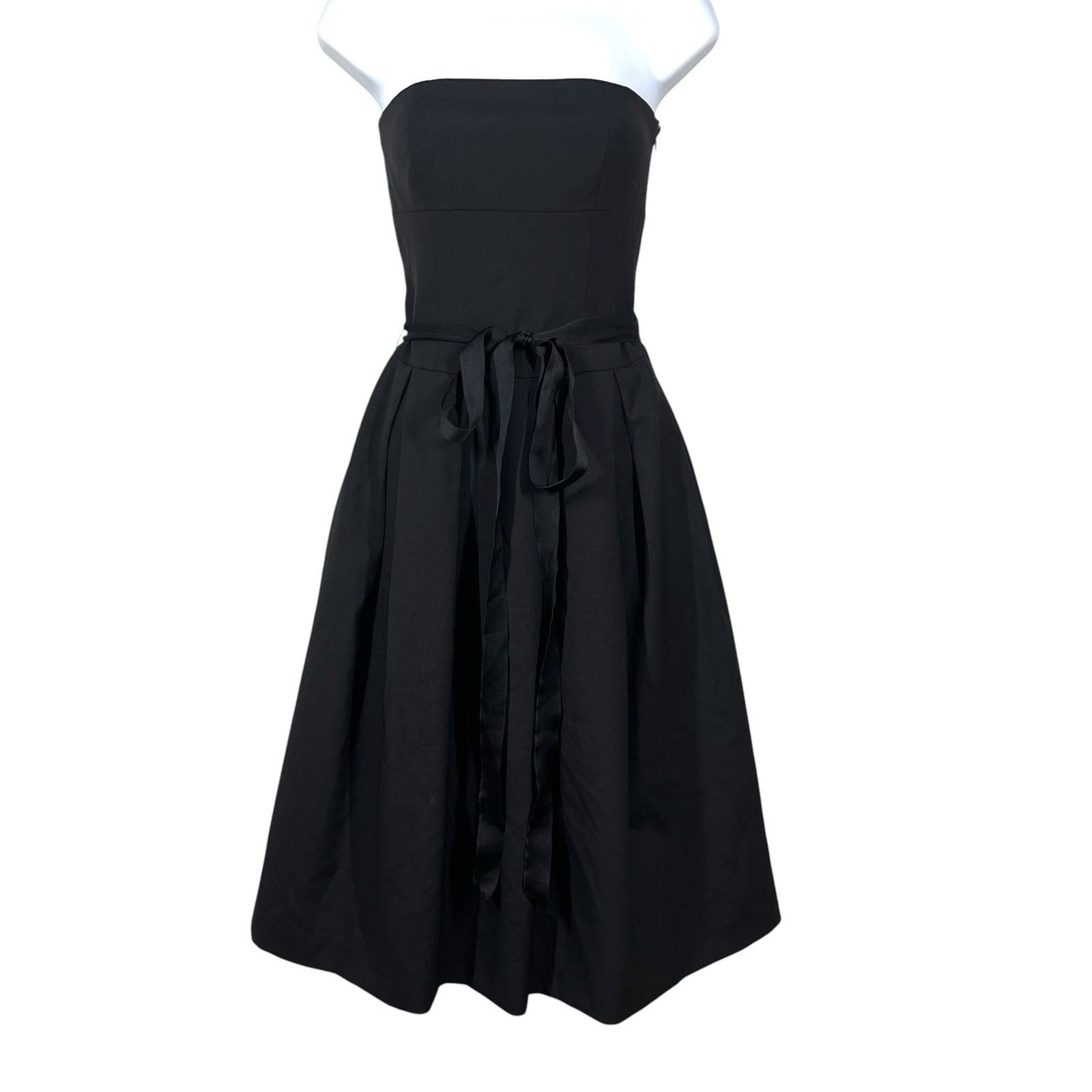 Theory Wool Mohair Strapless Cocktail Dress Size 0 Black Fit & Flare Classic