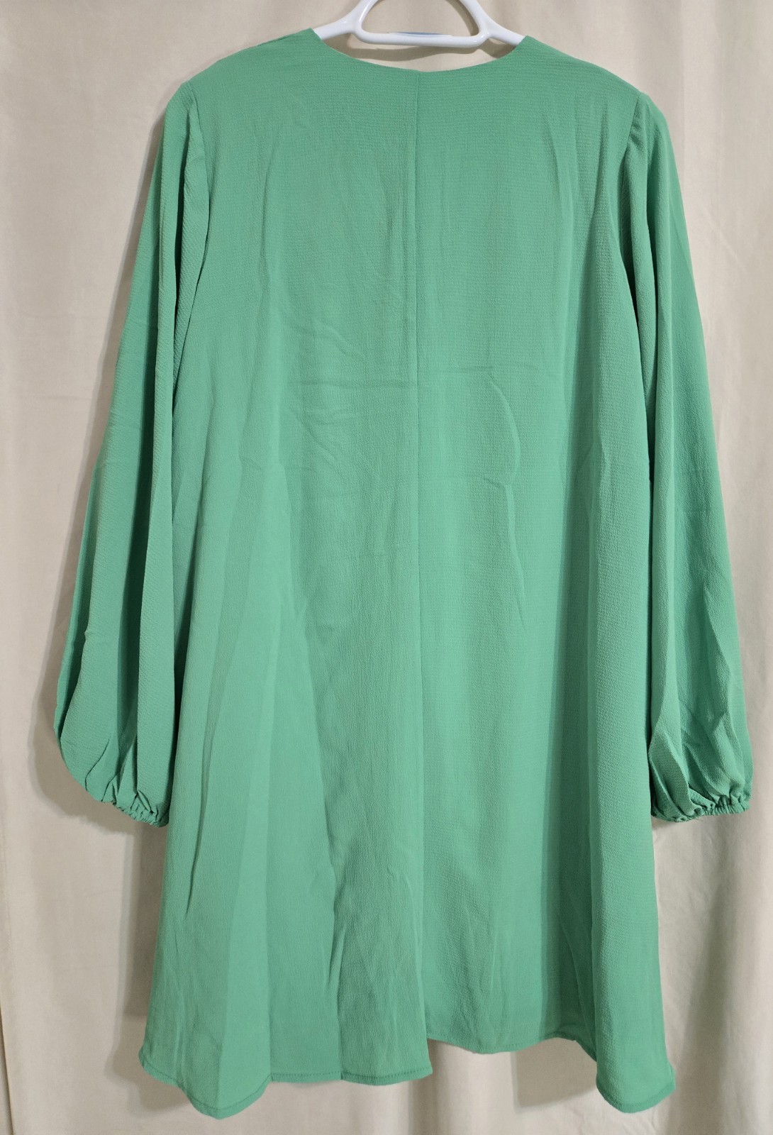 SHE + SKY Green V-Neck Long Bubble Sleeve Dress Size Small New With Tags