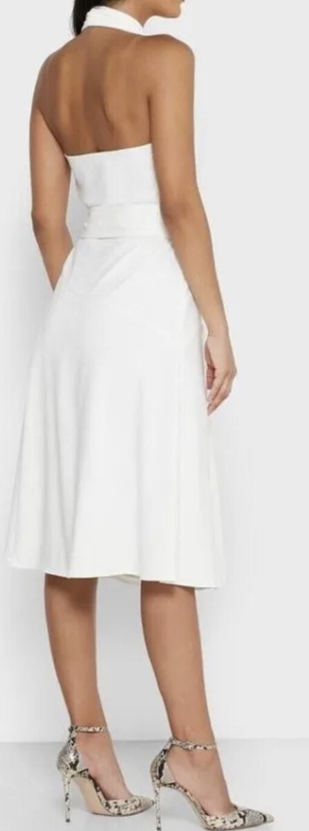 Reiss Piper Halter Neck Wrap Dress White US 4 EUC #300