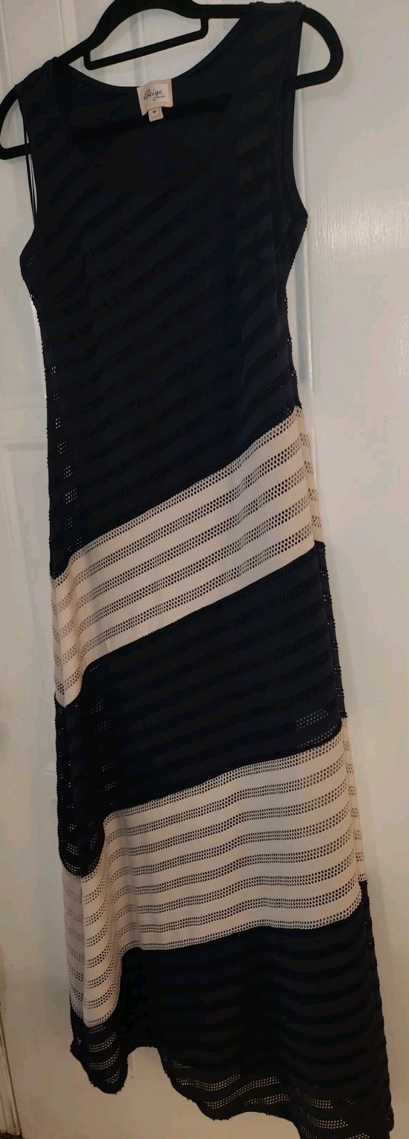 Beige by ECI Navy/White Sleeveless Colorblock Maxi Dress, M – MSRP $100