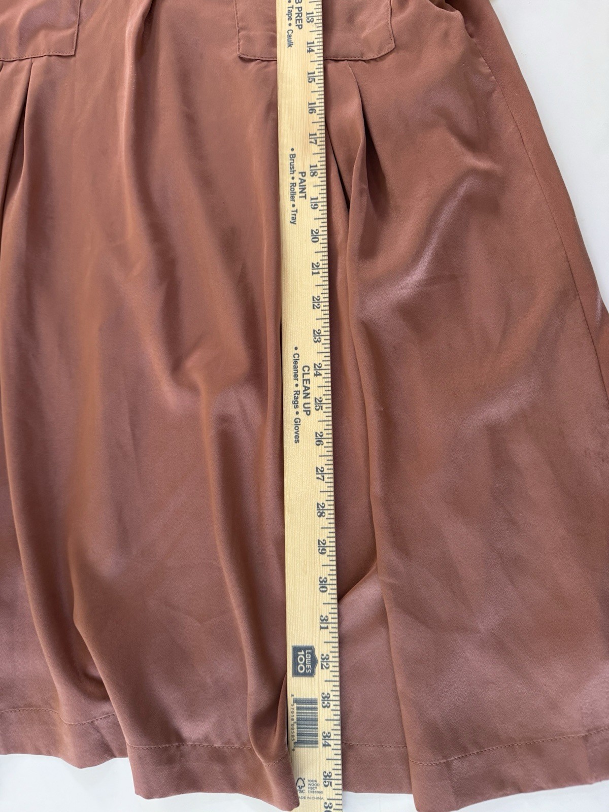Entro Rust Satin Cuffed Cap Sleeve Pleated Babydoll Dress Womens Large #6935