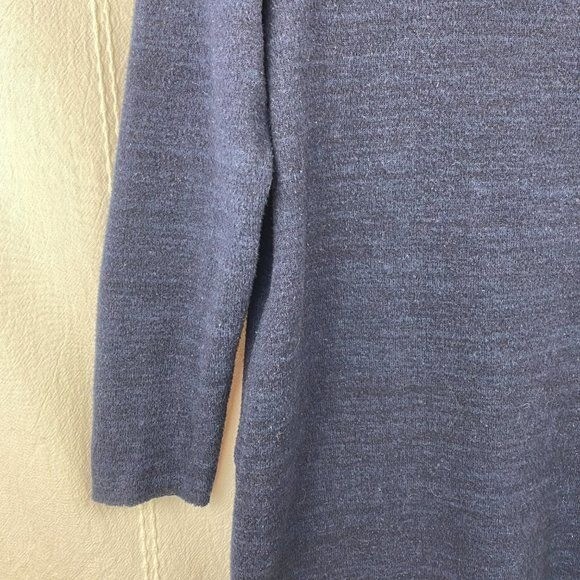 Moth Anthropologie Soft Knit Navy Blue Long Sleeve Midi Wrap Sweater Dress Sz S