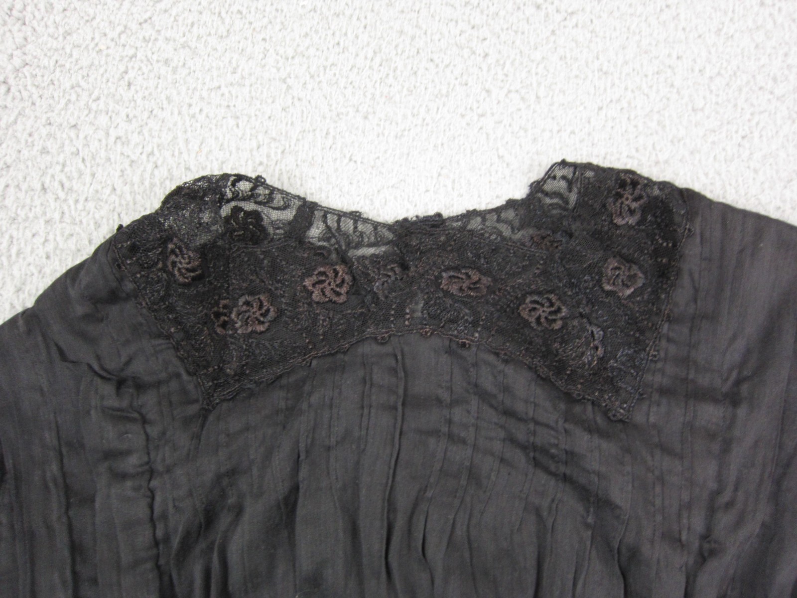 True Vintage Voil Dress Womens Extra Small XS Black Gown Lace Midi 1900s
