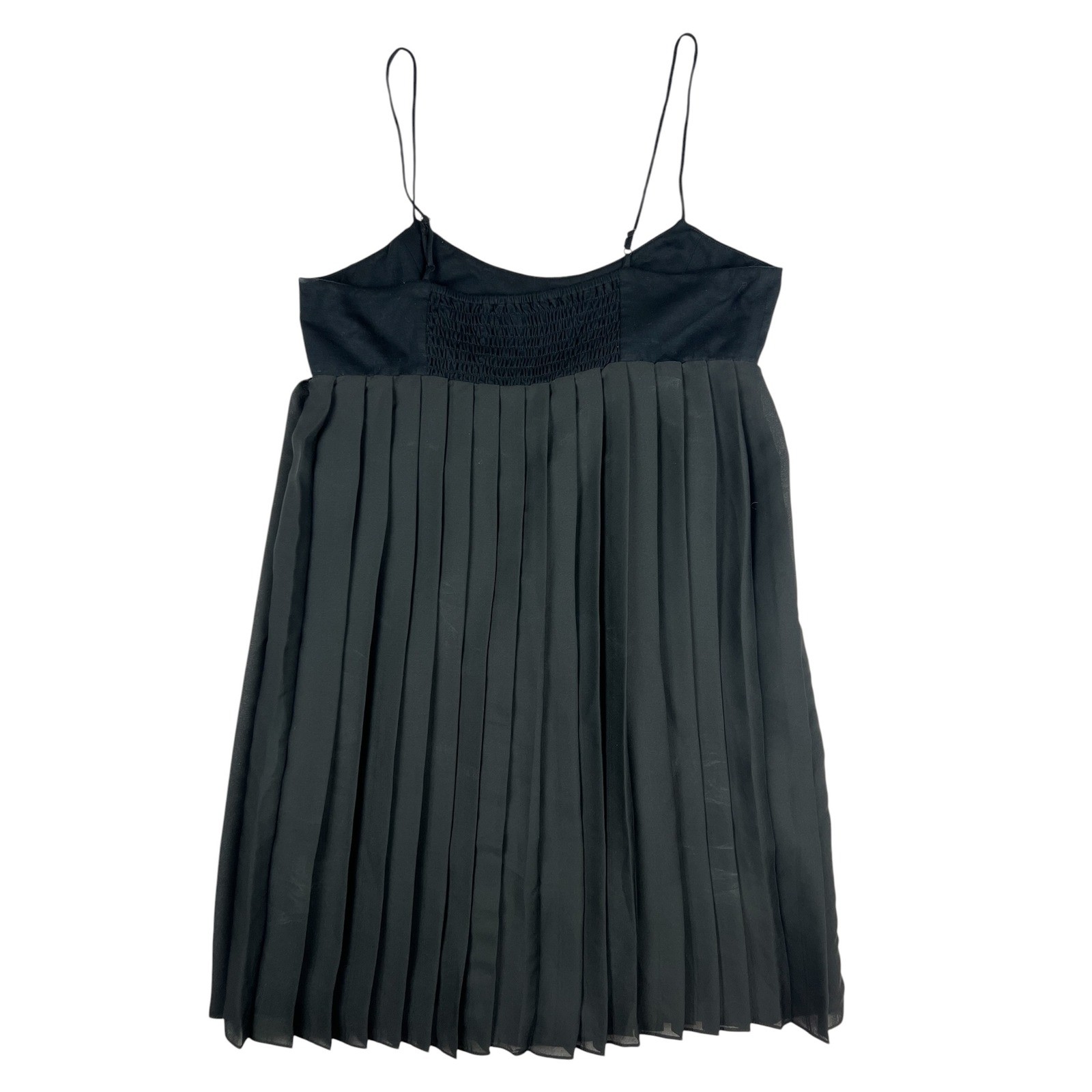 BCBGeneration Babydoll Dress M Black Pleated Empire Waist Chic Party Cocktail