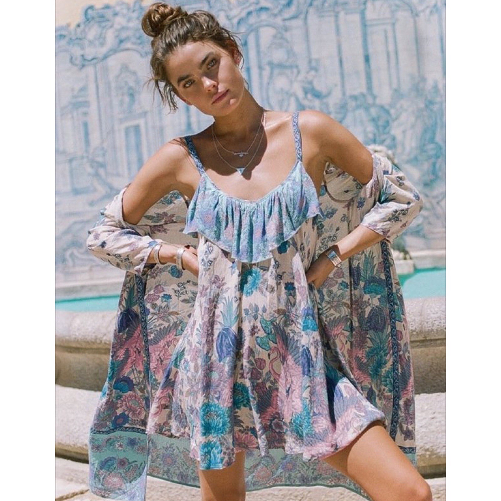 Spell & The Gypsy Siren Song Mermaid Floral Print Mini Dress Small
