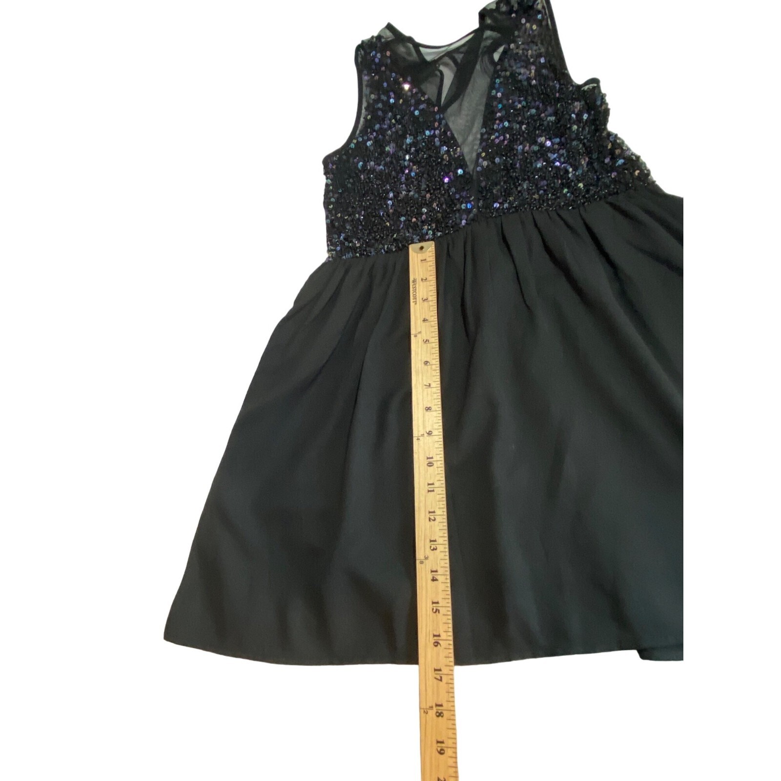 NWT Forever 21 Black Sequins Sheer Open Back Mini Cocktail Dress Size Medium