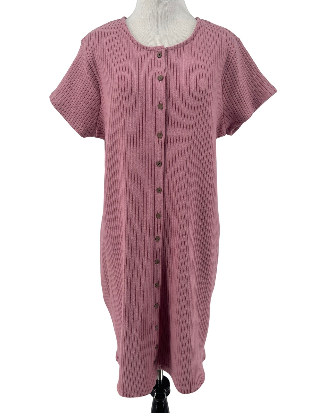 Madewell Women’s Weathered Berry Button Front Ribbed Mini Dress Size XL NEW