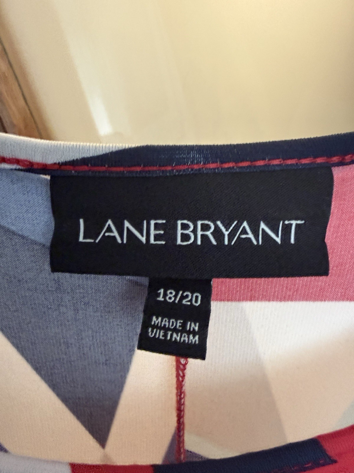Lane Bryant Plus 18/20 Maxi Dress Sleeveless Scoop Neck Geometric Red/Blue