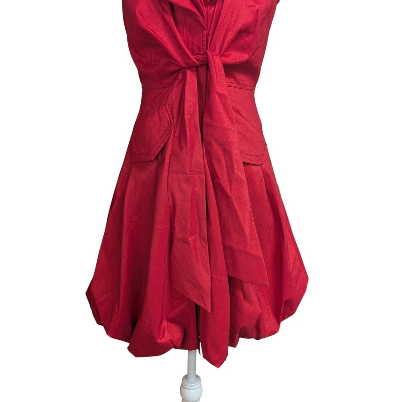 Samuel Dong Red Sleeveless Bubble Skirt Wired Collar Dress Size XS