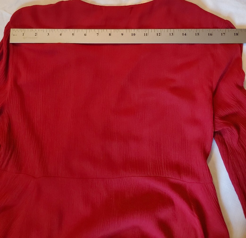 Indigo Soul Dress Size Medium Red Embroidered Crepe Crinkle Tunic 3/4 Sleeves