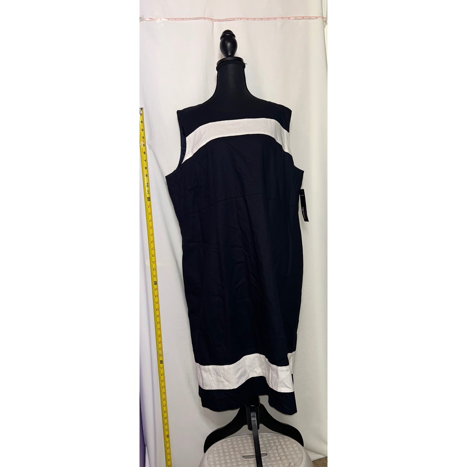 Rafaella Woman Navy White Stripe Sleeveless Sheath Dress Size 20W