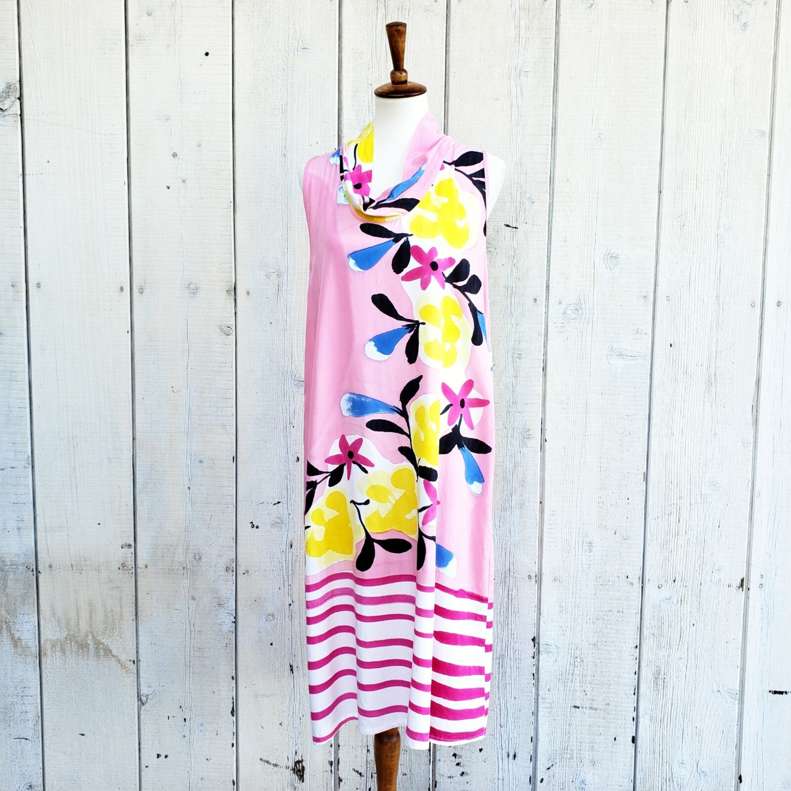 Yodyoko Designer Hand Painted Art to Wear Colorful Graphic Print Dress Size L