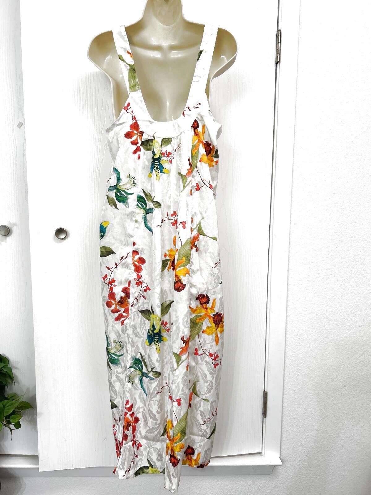 McFadden Hostess Gown Size Small Vibrant Floral Long Lounger Sateen 80’s Vintage