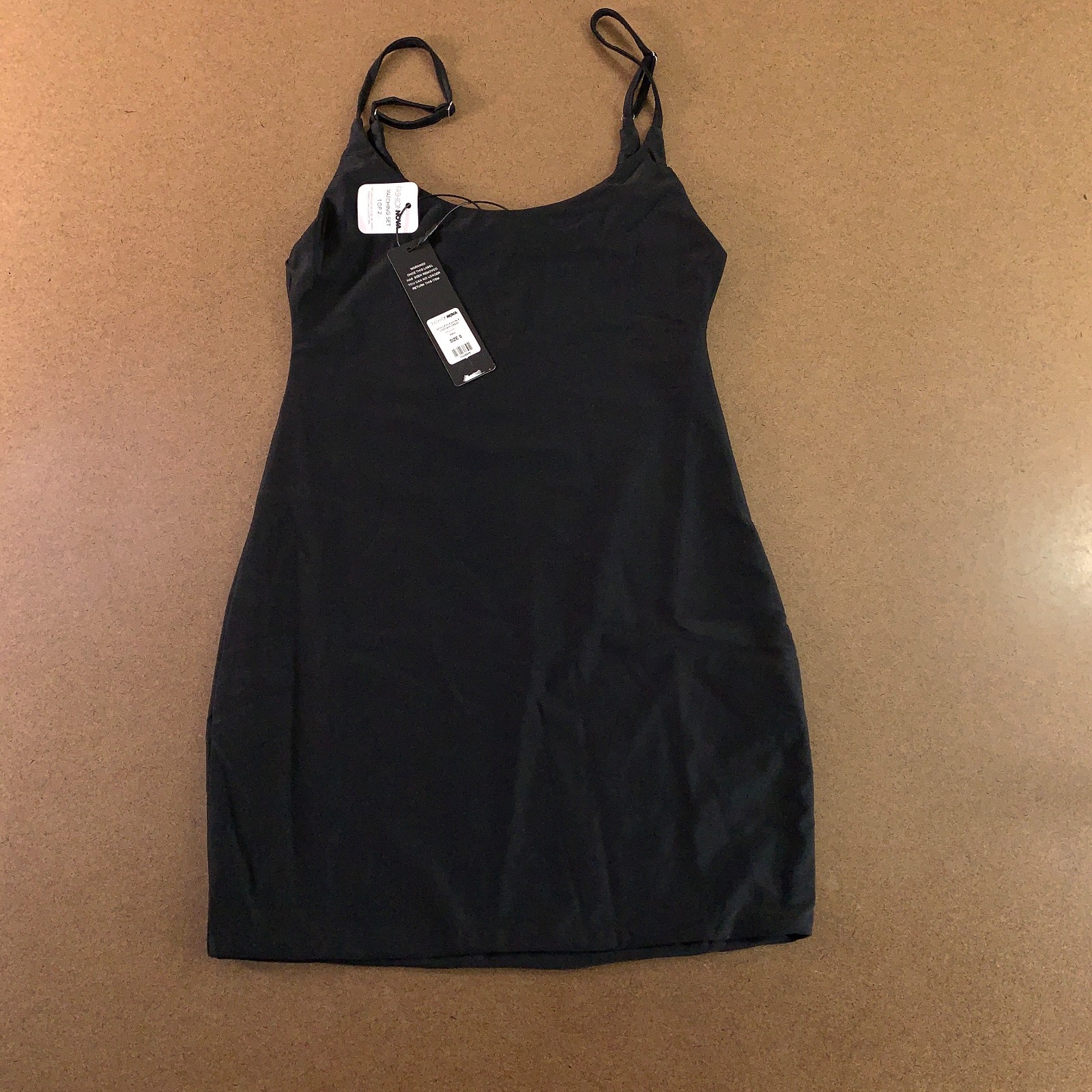 Fashion Nova Womens Size Small Black Sleeveless 1 Piece Bodycon Mini Dress NWT