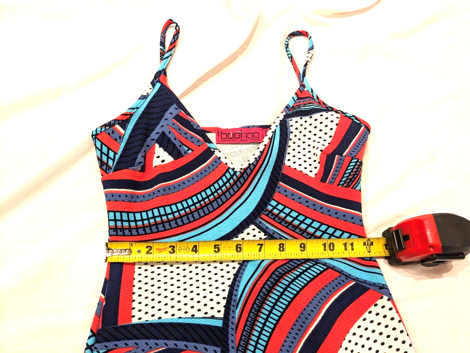 Boohoo Womens Cami/Sheath Shapely and Strapy Abstract Colorful Dress Sz: 4 Artsy
