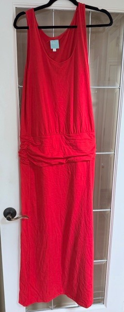August Salt Rouched Waist Maxi Tank Dress Orange Red Size L Modal Blend Women’s