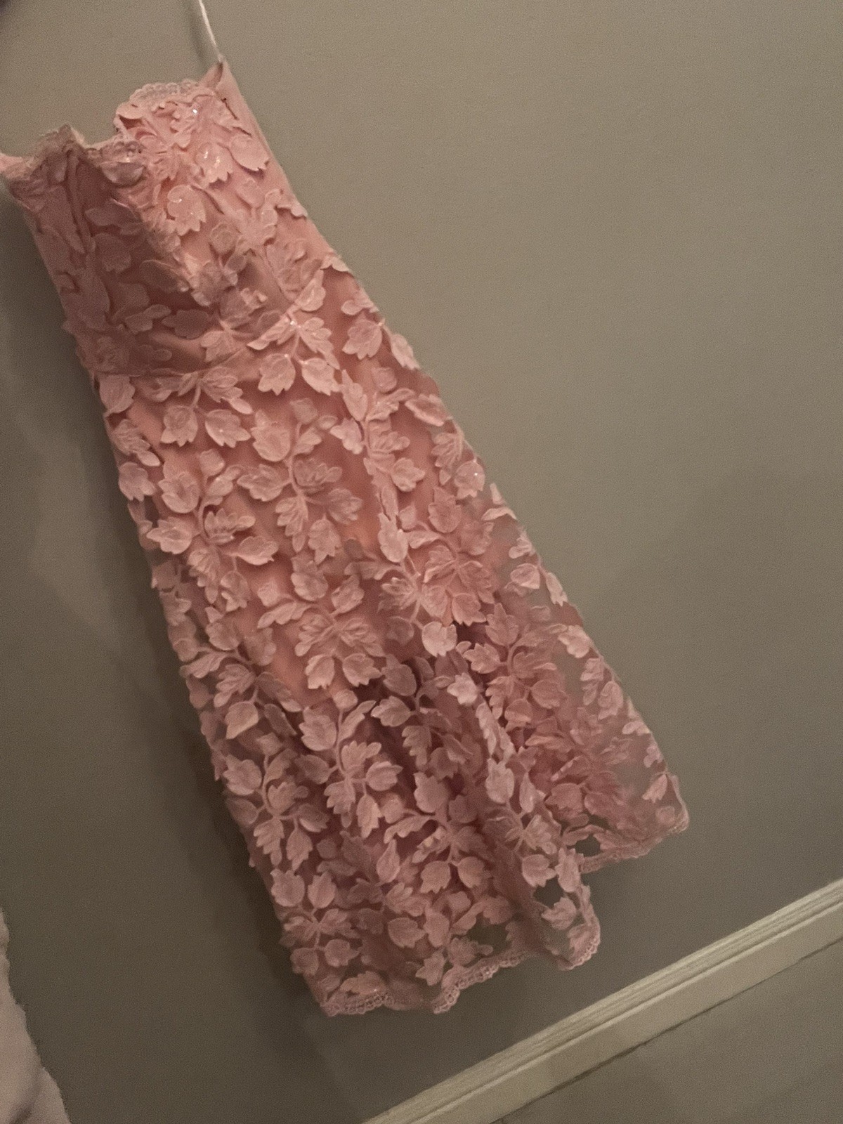 Helsi pink Floral Lace Corset Midi Dress Strapless High Low Bridal Event xs