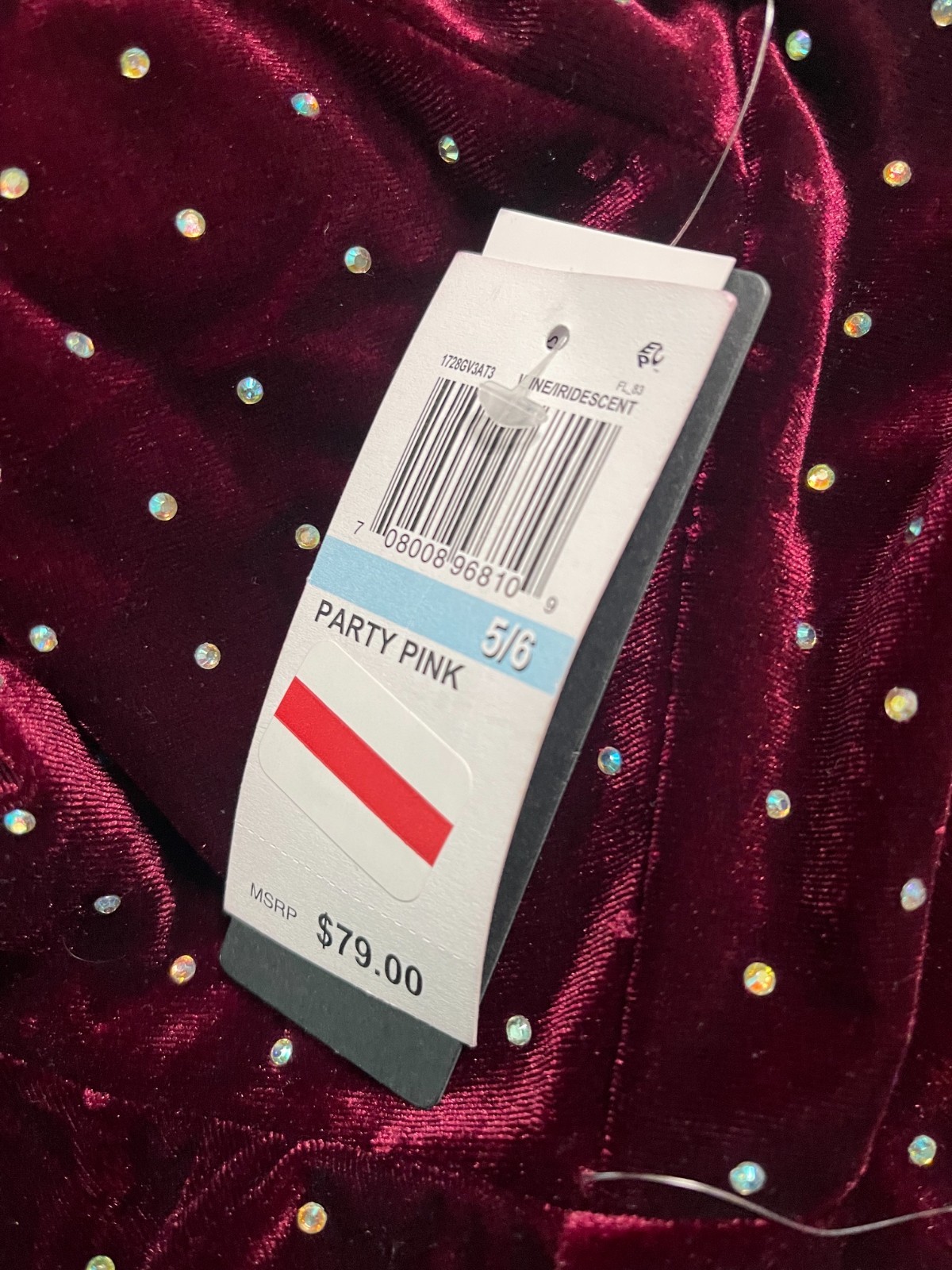 City Studios Party Pink Juniors size 5/6 Wine Velvet Rhinestone Mini Dress NWT