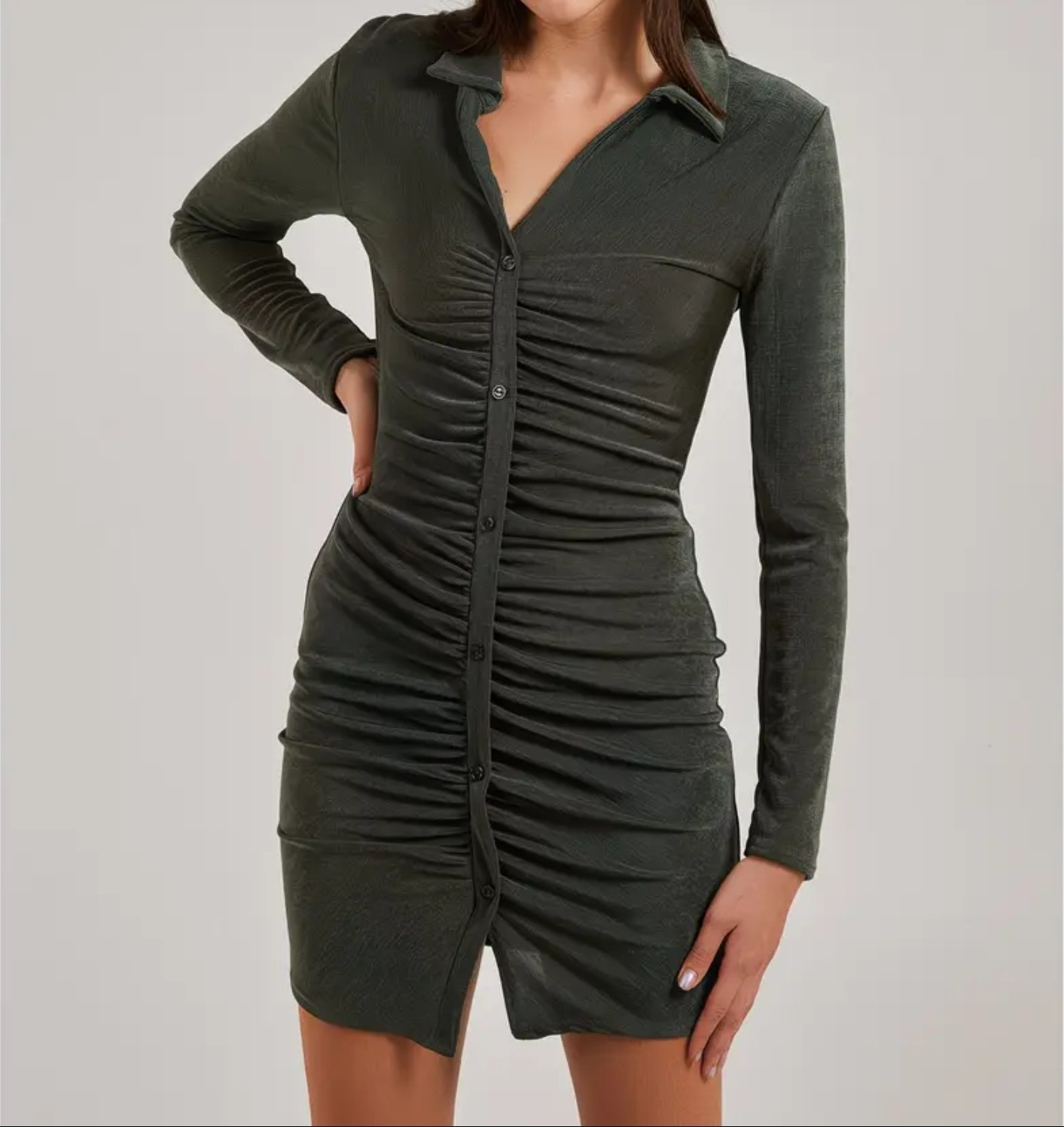 Long Sleeve Collar Mini Dress Size Medium