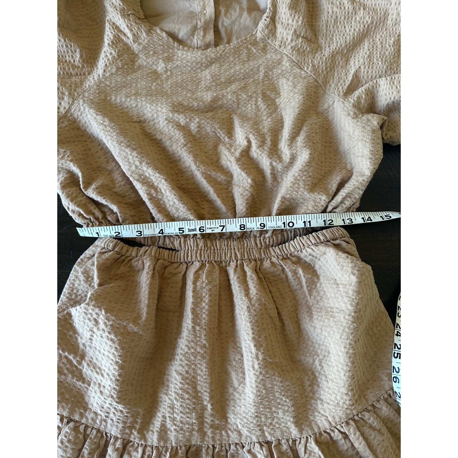 Madewell Seersucker Puff Sleeve Cutout Mini Dress M