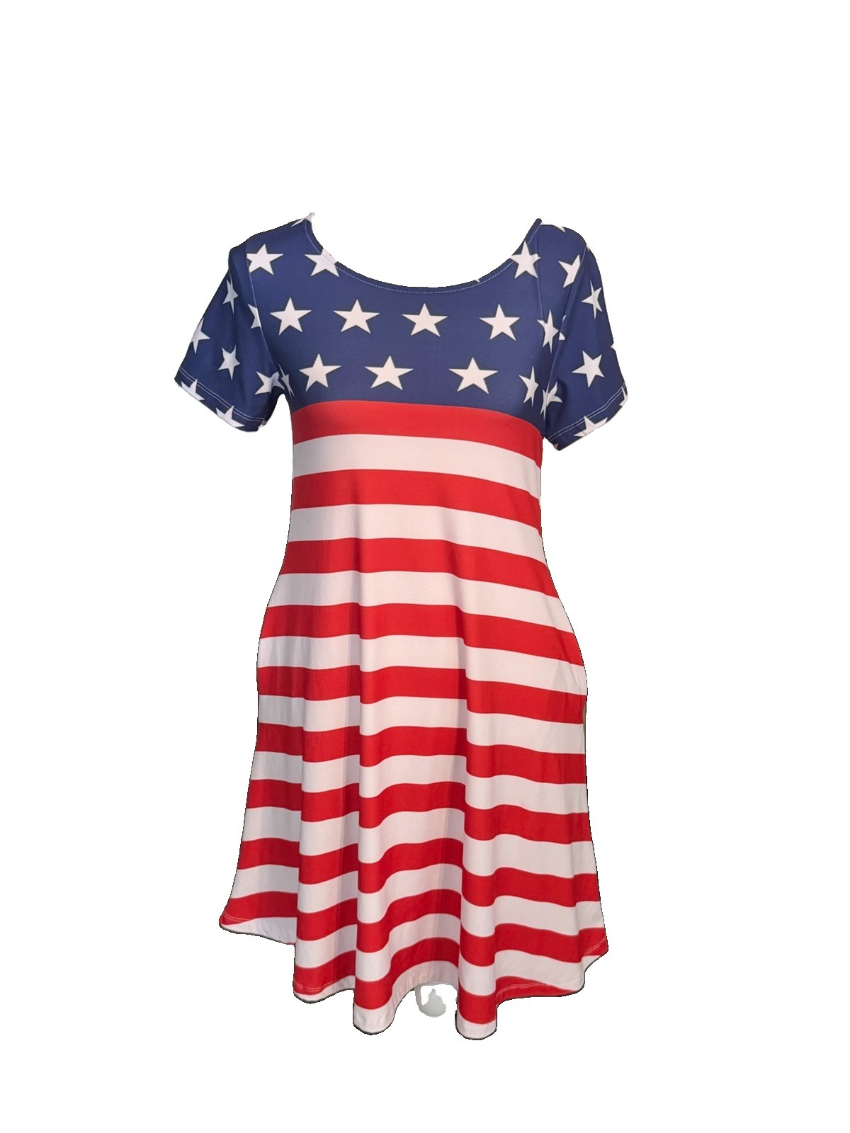 Yelete Dress Flag Red White Blue July 4th Small Patriotic Summer Independence