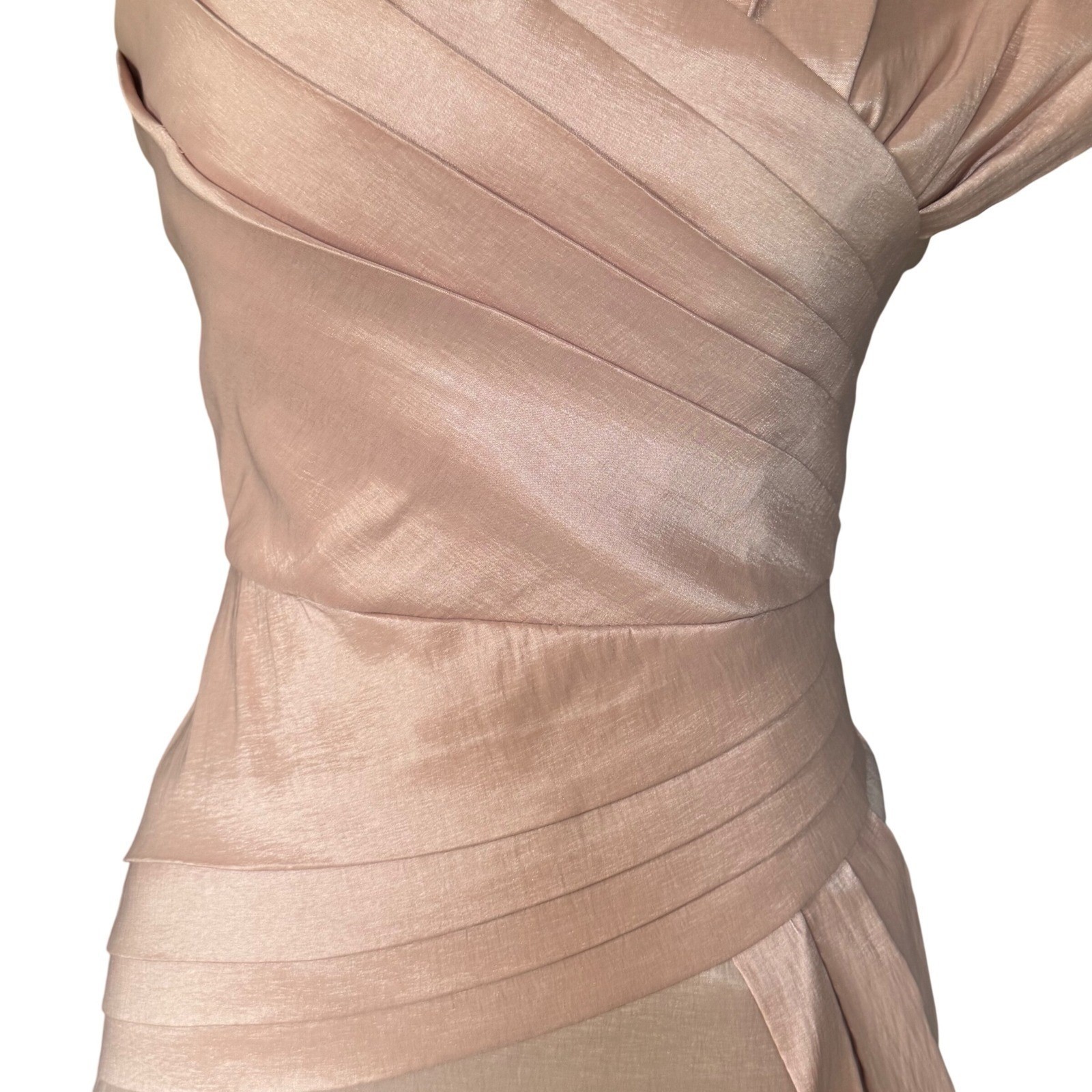 Strapless Pleated Cocktail Dress Pink/Peach Rose Gold Mini