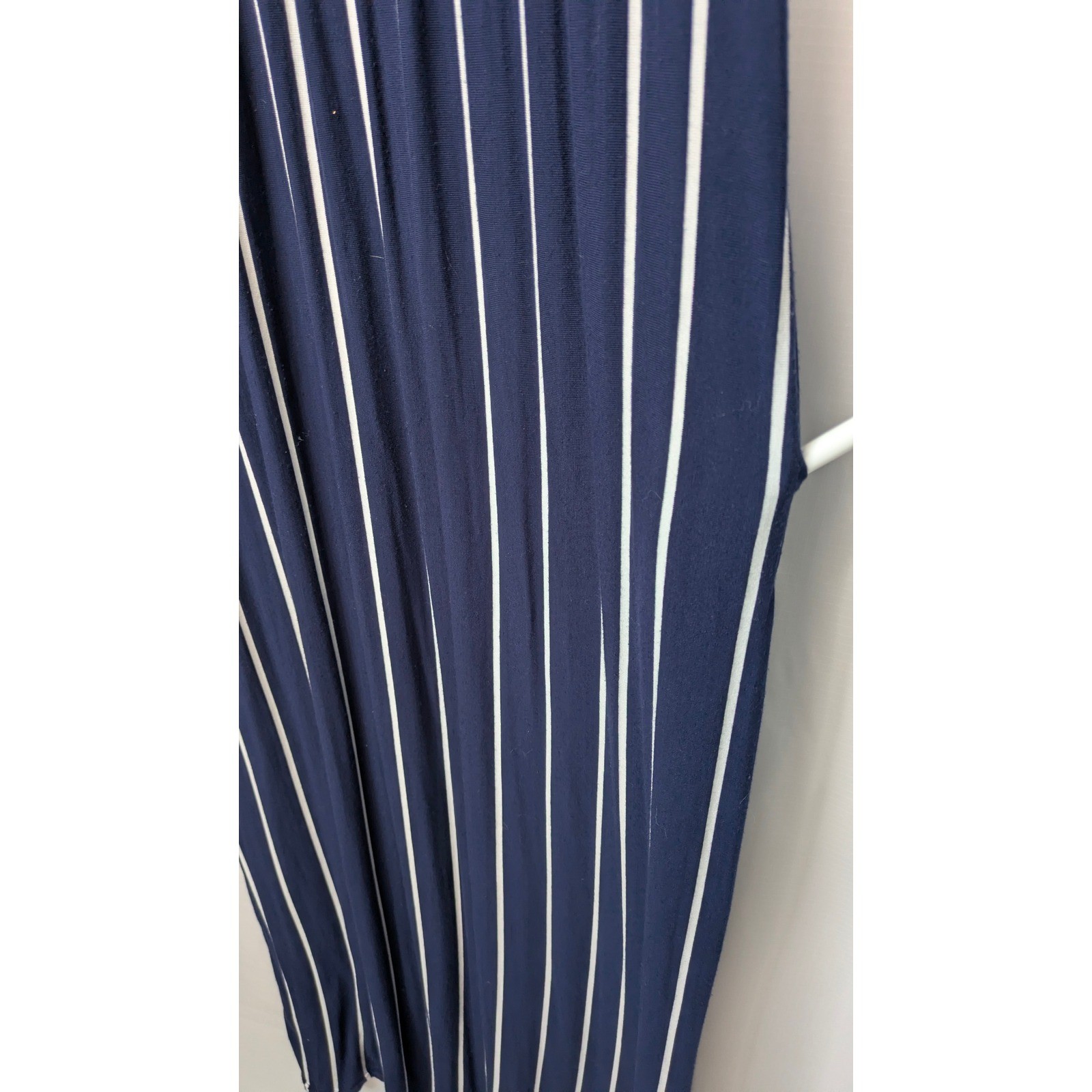 Hount Womens Large Navy White Striped Sleeveless Maxi Dress Pockets Casual