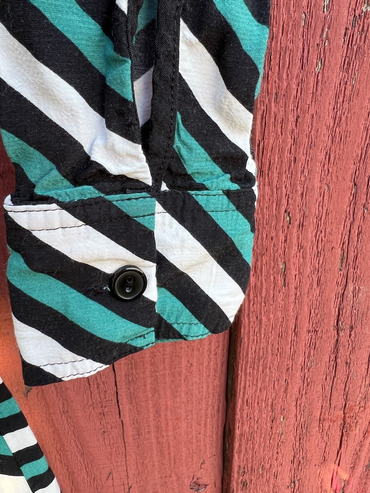 Topshop Striped Button Up Midi Shirt Dress Green White Black Mod Retro Collar
