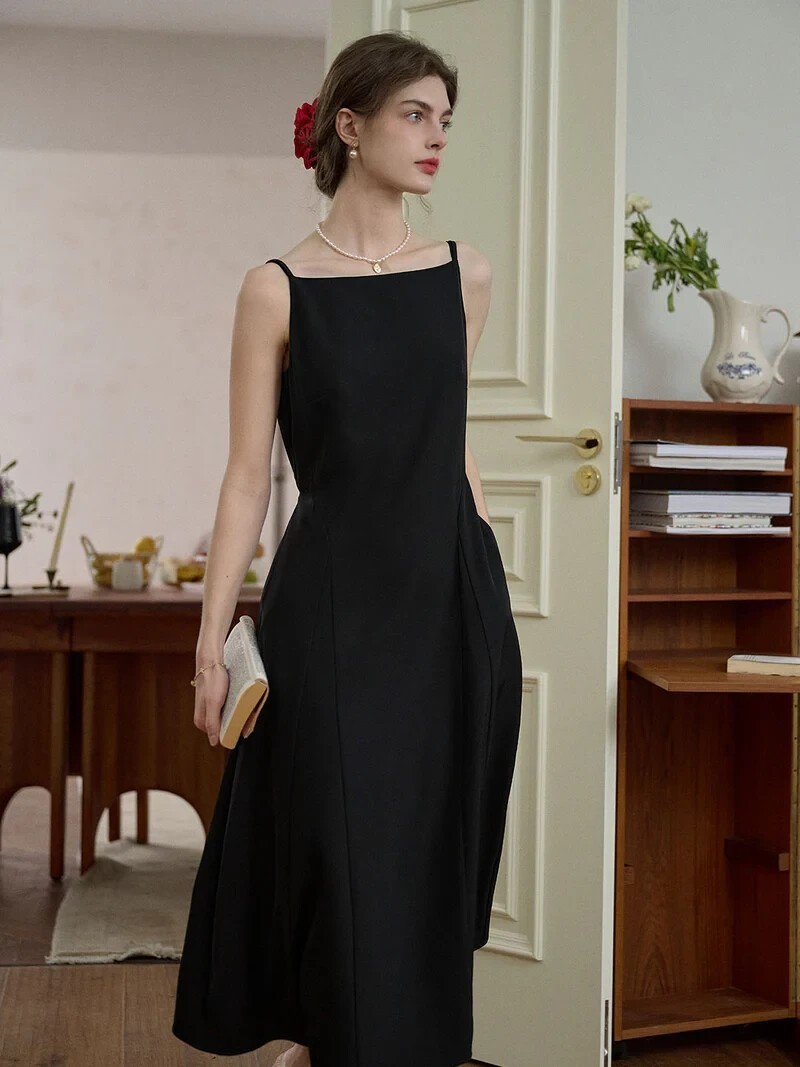 Kathy Elegant Square Neck A-Line Sling Dress Size Medium