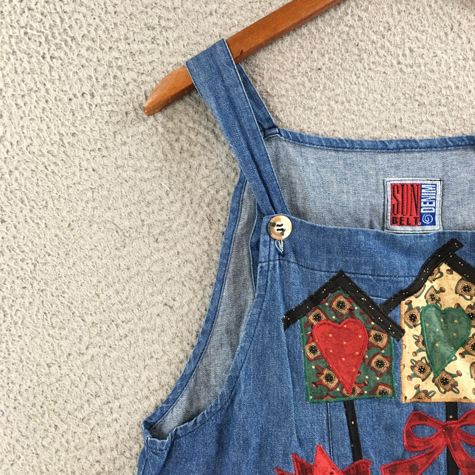 Sun Belt Denim Dress Womens Medium Sleeveless Embroidered Casual Cotton Blue