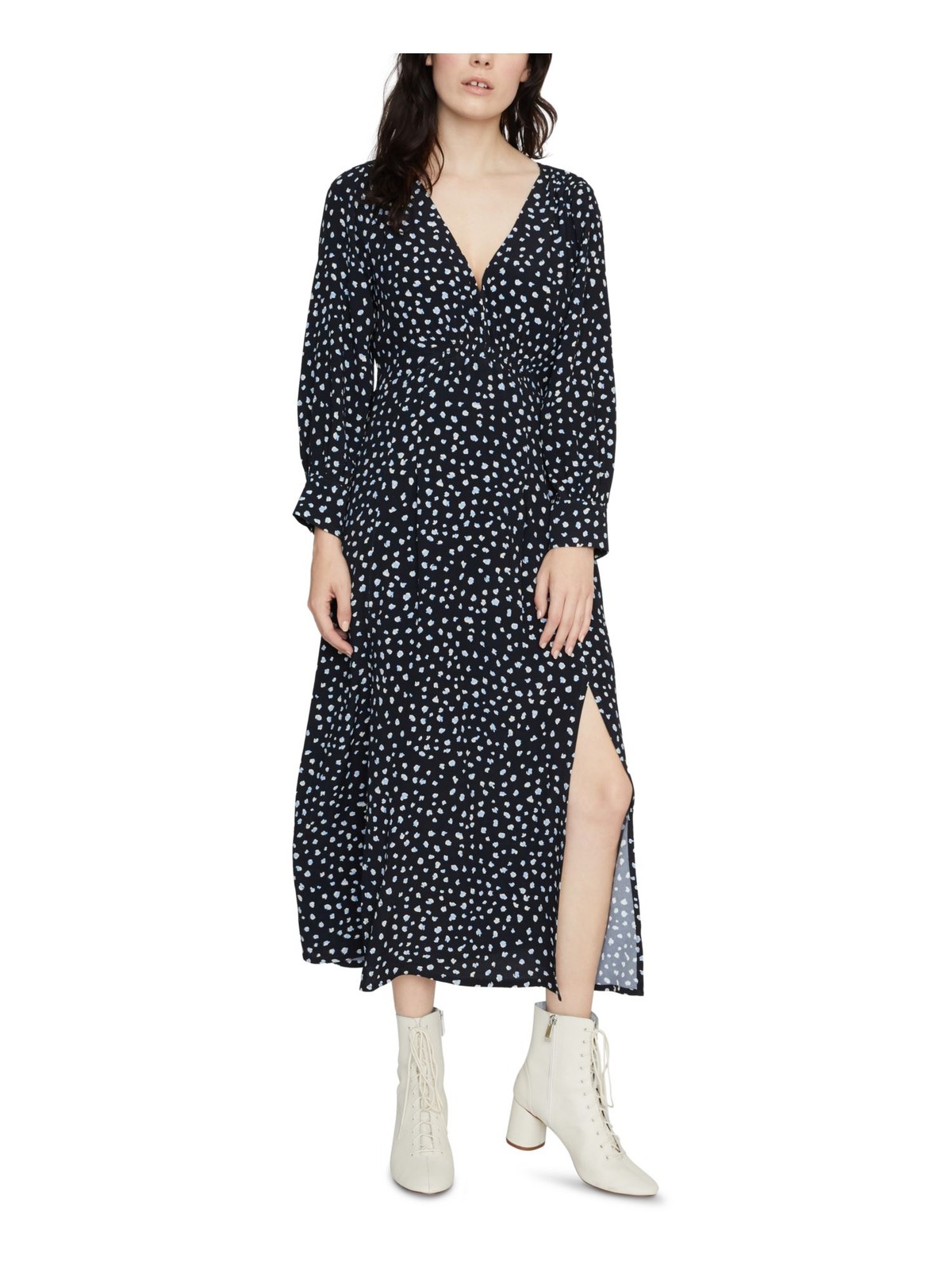 SANCTUARY Womens Navy Short Sleeve Below The Knee Fit + Flare Dress 4