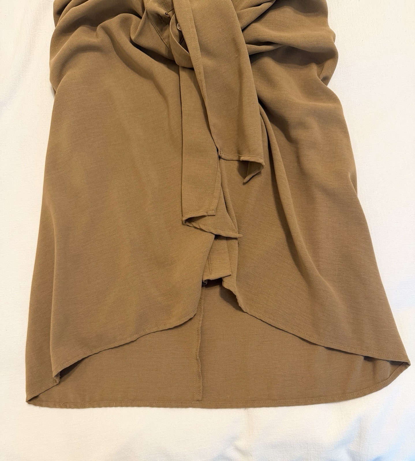 Steve Madden Brown Solid Shirt Dress Collared Short Sleeve Button Belted 4