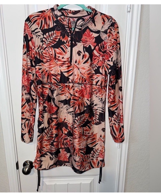UV Skinz Outdoor Mini Dress Upf 50 Tropical Vacay Print Size M Resortwear Beach