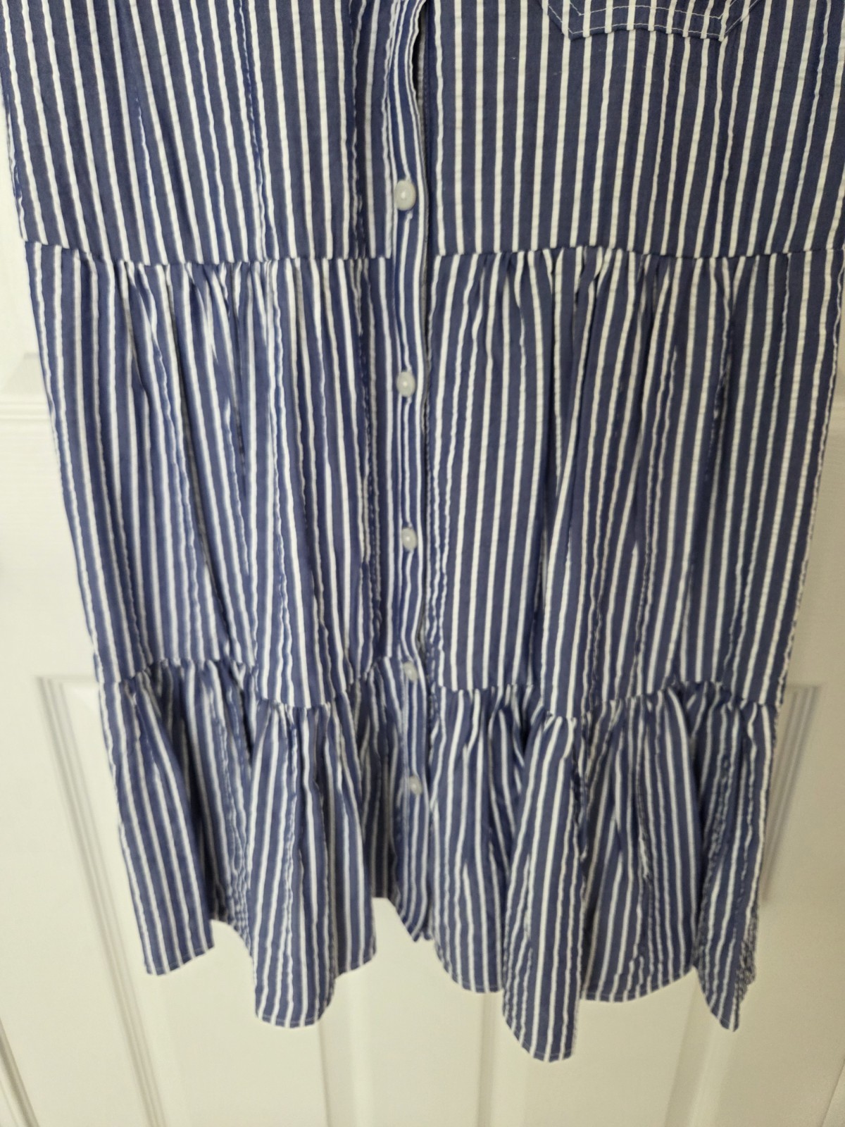 Tommy Hilfiger Blue And White Striped Tiered Dress Size 8 NEW