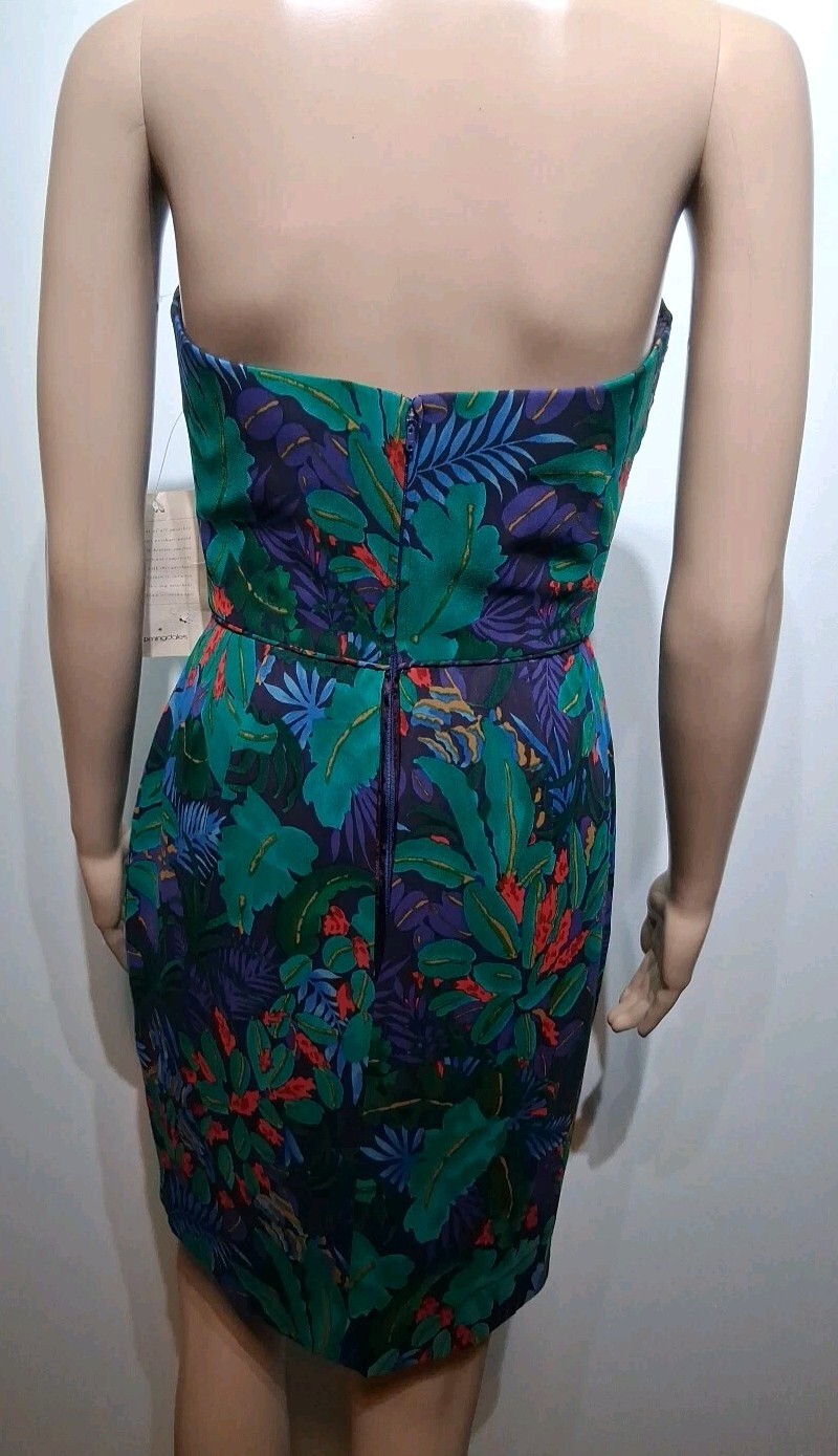 A. J. Bari Silk Floral Print Strapless Cocktail Dress Size 4 P NWOT