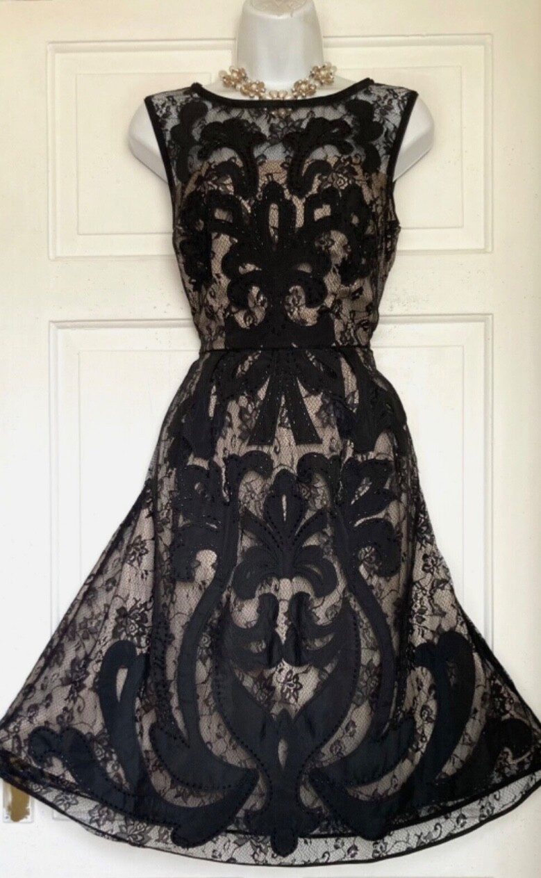 MONSOON BLACK GOTHIC BEADED EMBROIDERED PAISLEY PATTERN PARTY DRESS SIZE 12