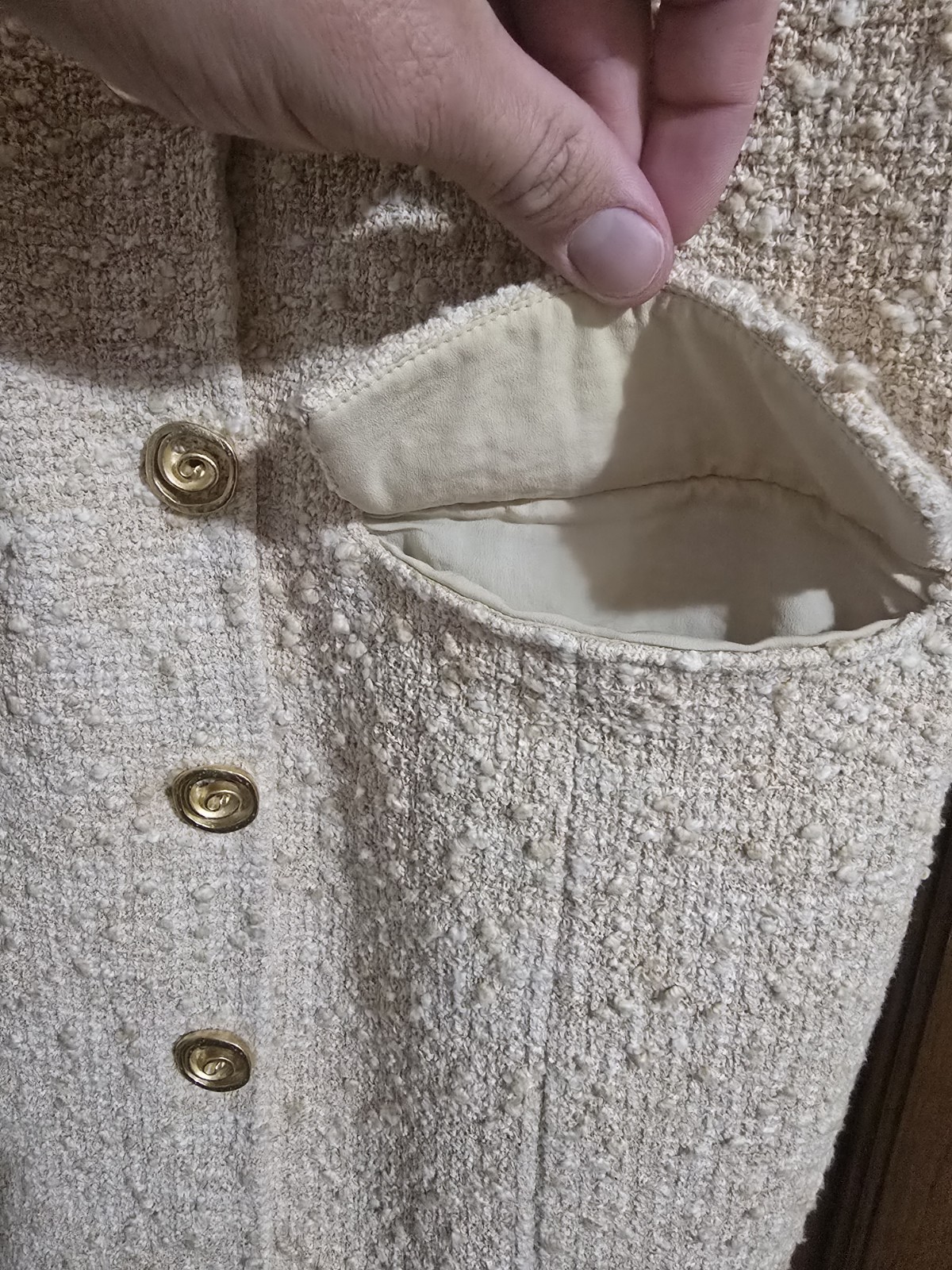 St. John Tweed Sleeveless Square Neck Dress w/ Buttons Pockets Knee 6 K1180B1