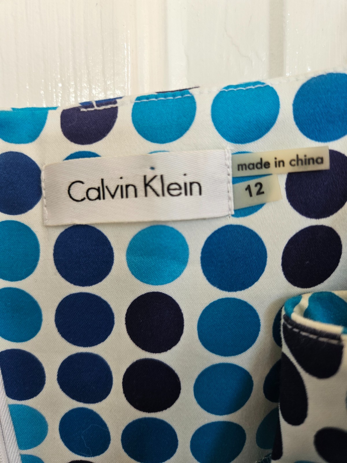 CALVIN KLEIN MULTI COLOR POLKA DOT SLEEVELESS SHEATH DRESS BACK ZIPPER SIZE 12