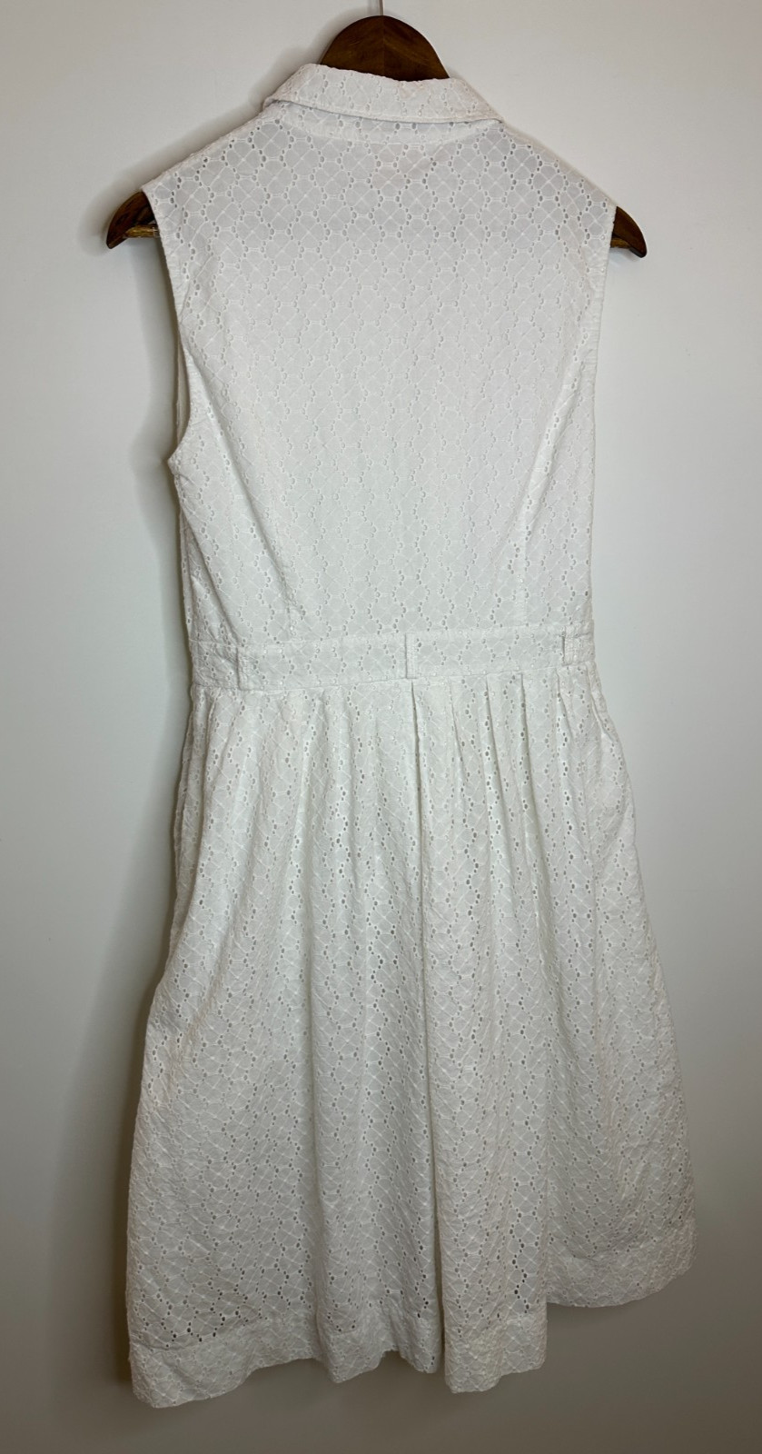 Kate Spade New York White Cotton Eyelet Sleeveless Button Front Dress *Altered