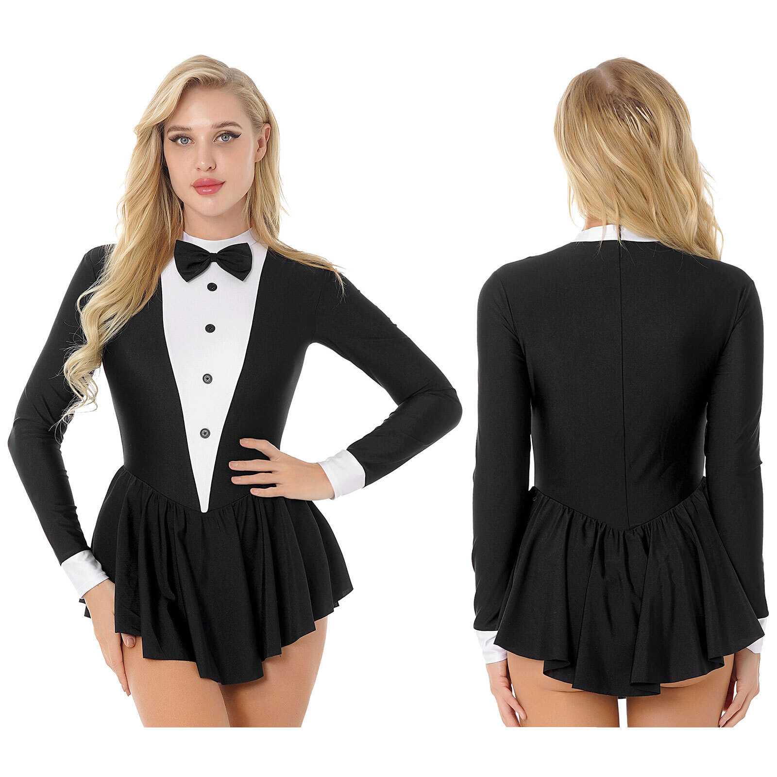 Womens Dress Costume Bodysuit Party Dress Up Leotard One Piece Catsuit Tuxedo