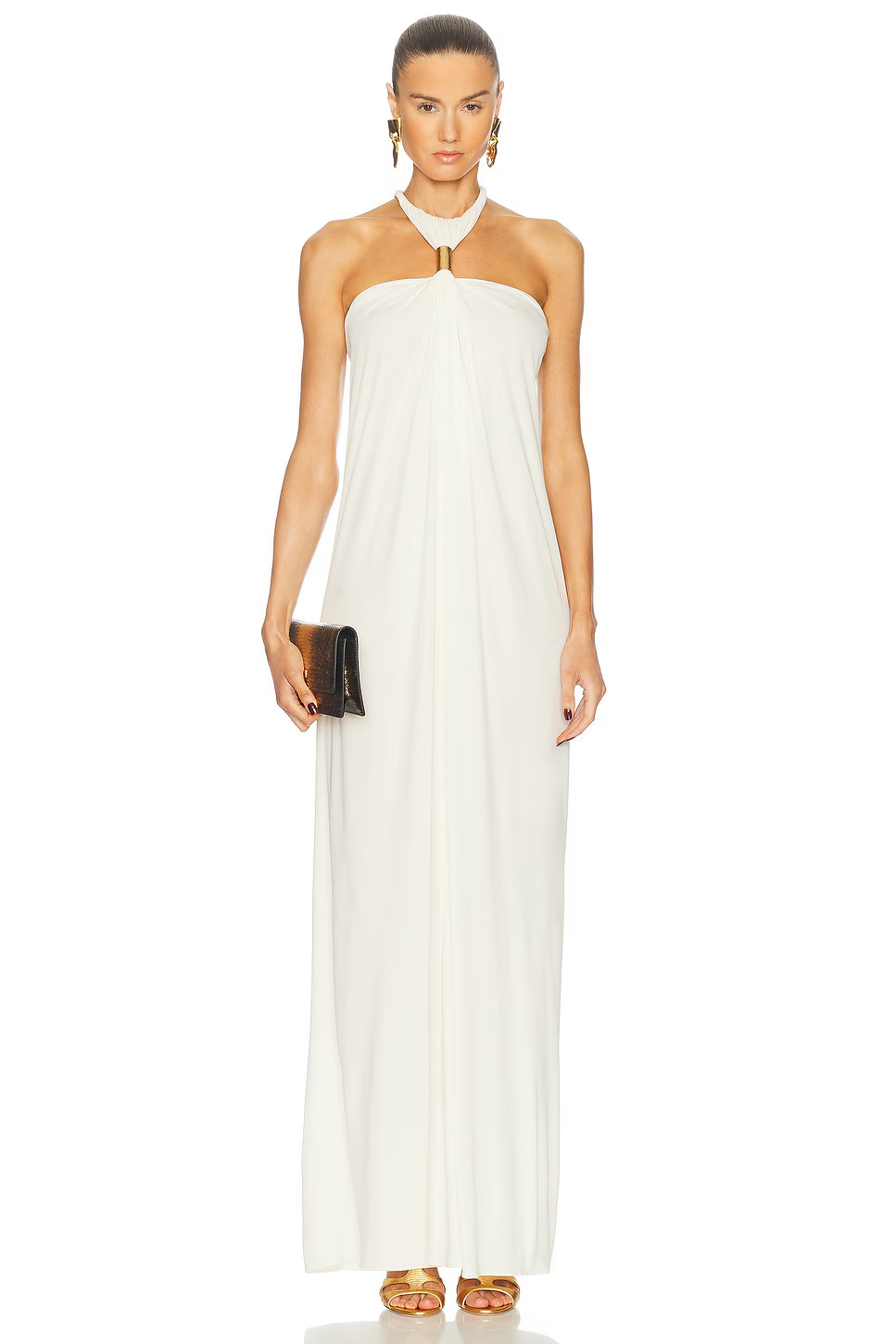 TOM FORD Halterneck Evening Dress in Off White 36 NWT $4790