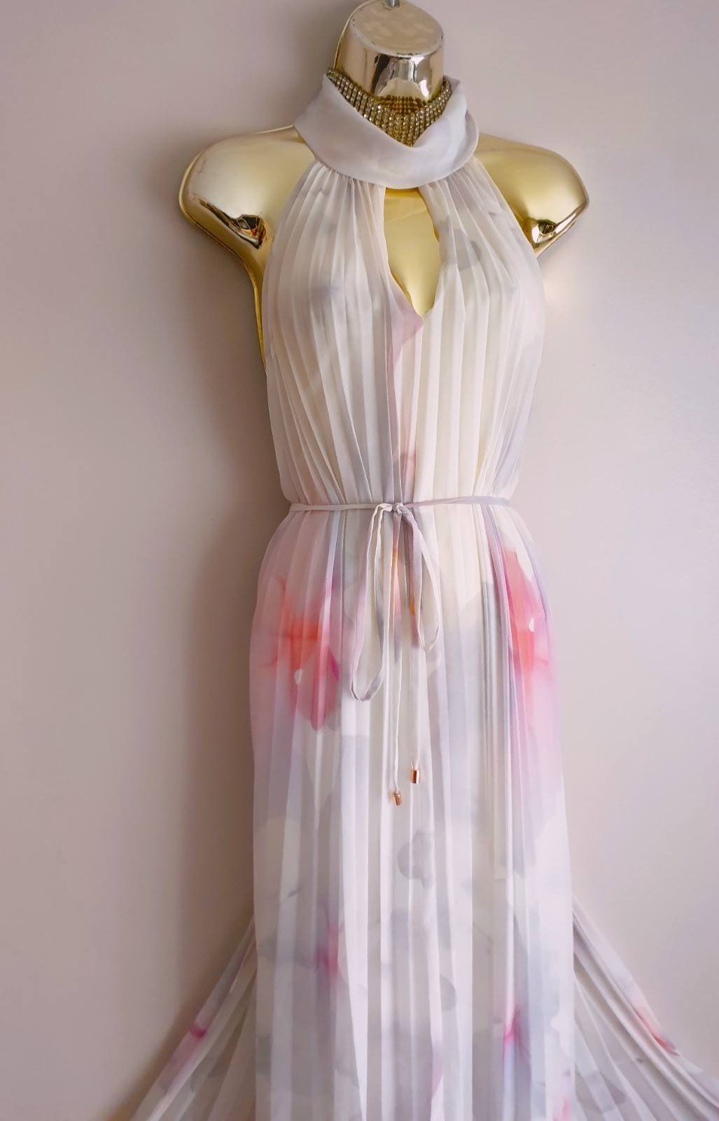 Ted Baker RARE Cotton Candy Full Pleated Flared out Maxi Evening Dress UK12 TB3